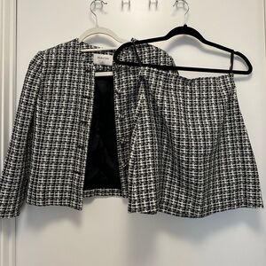 BABATON Aritzia Tweed Black and White Skirt Suit